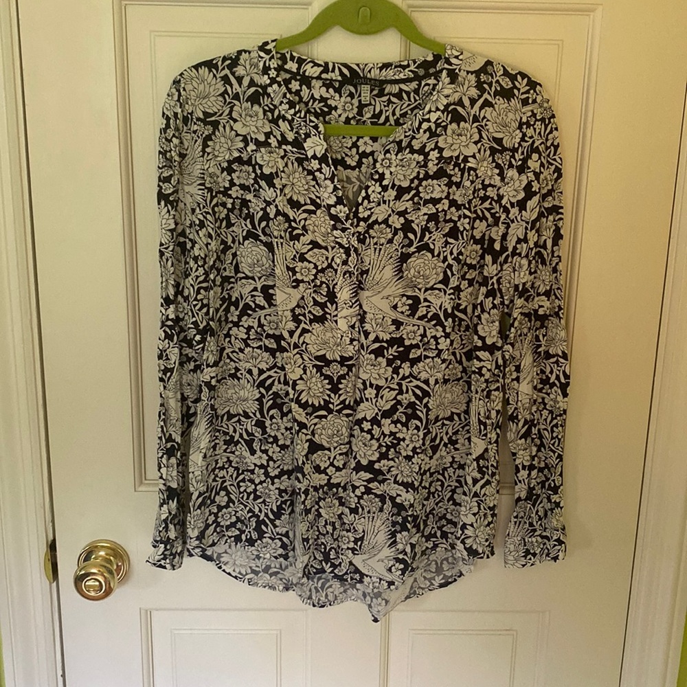 Joules long sleeve printed blouse, size US 8